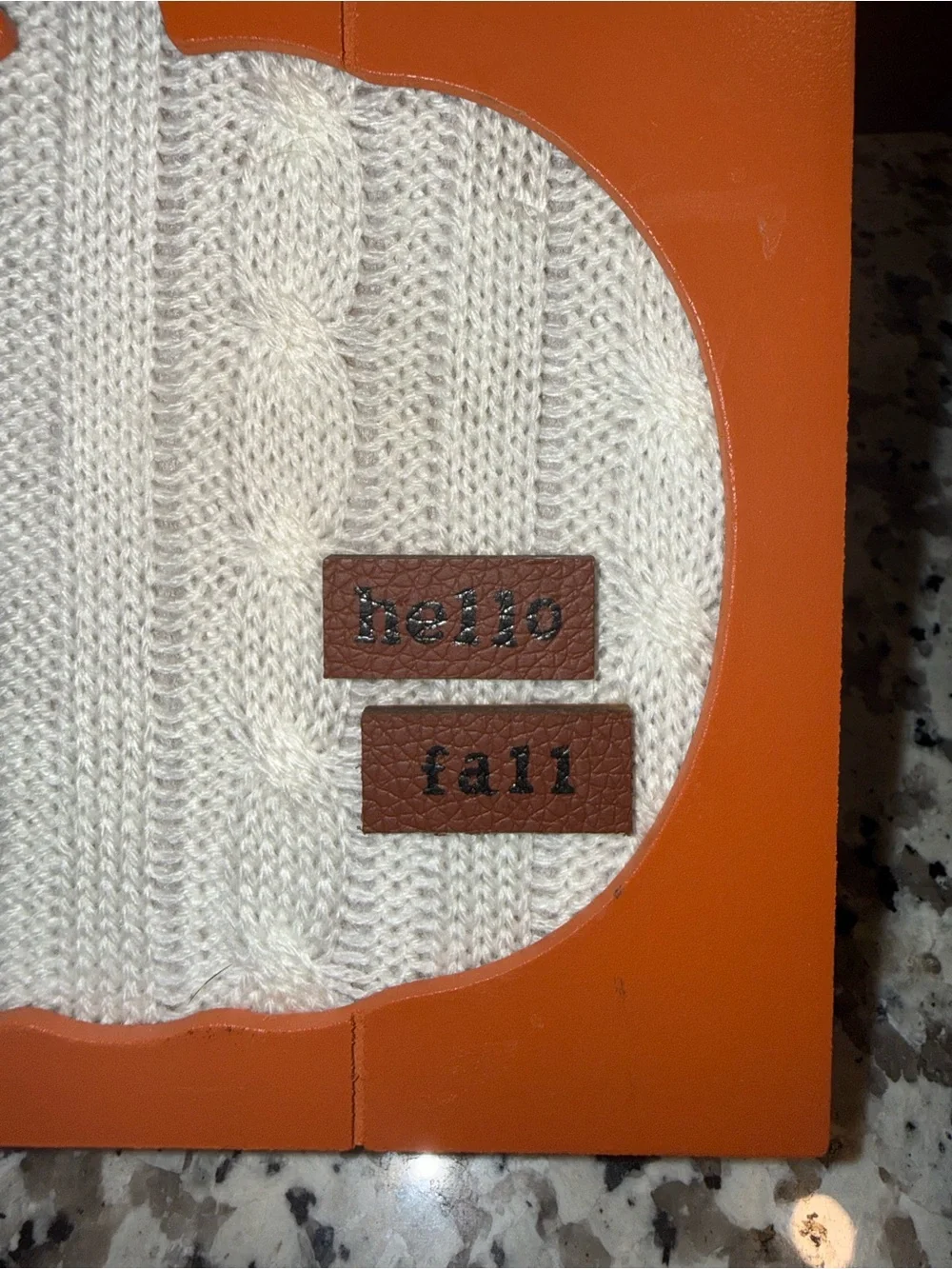 Hello Fall Pumpkin Block Sign - Orange & Cream